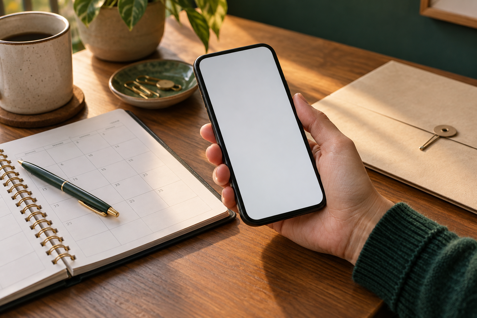 提出後に確認事項をスマートフォンのメモへ短く記録する手元